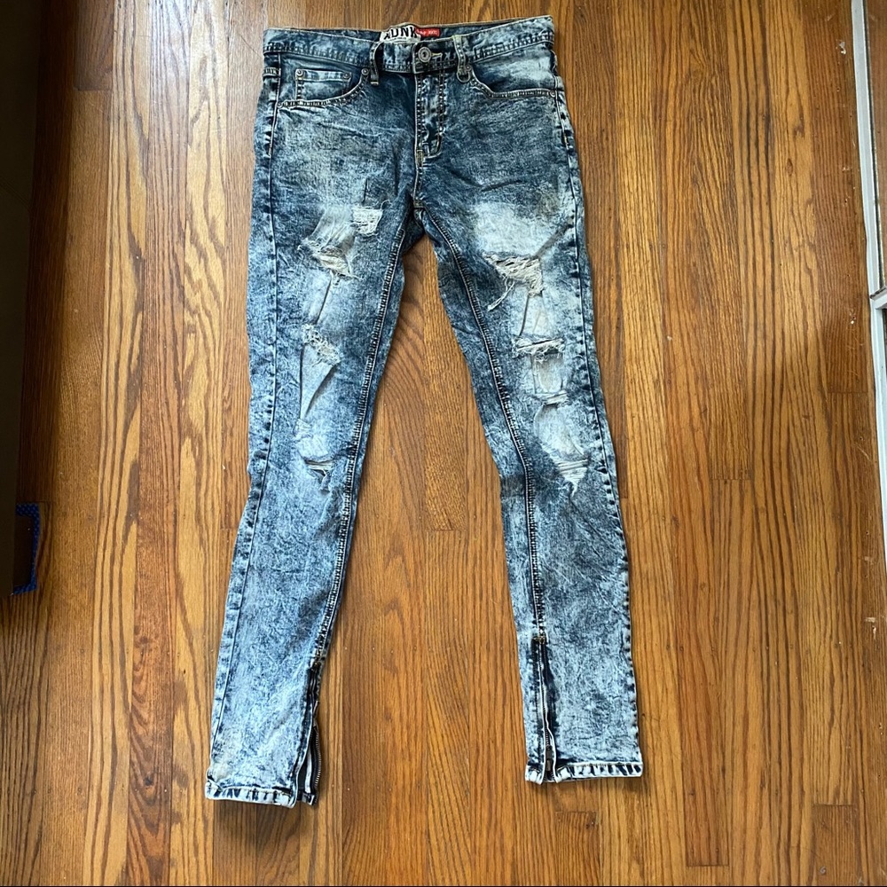 Distressed ripped jeans